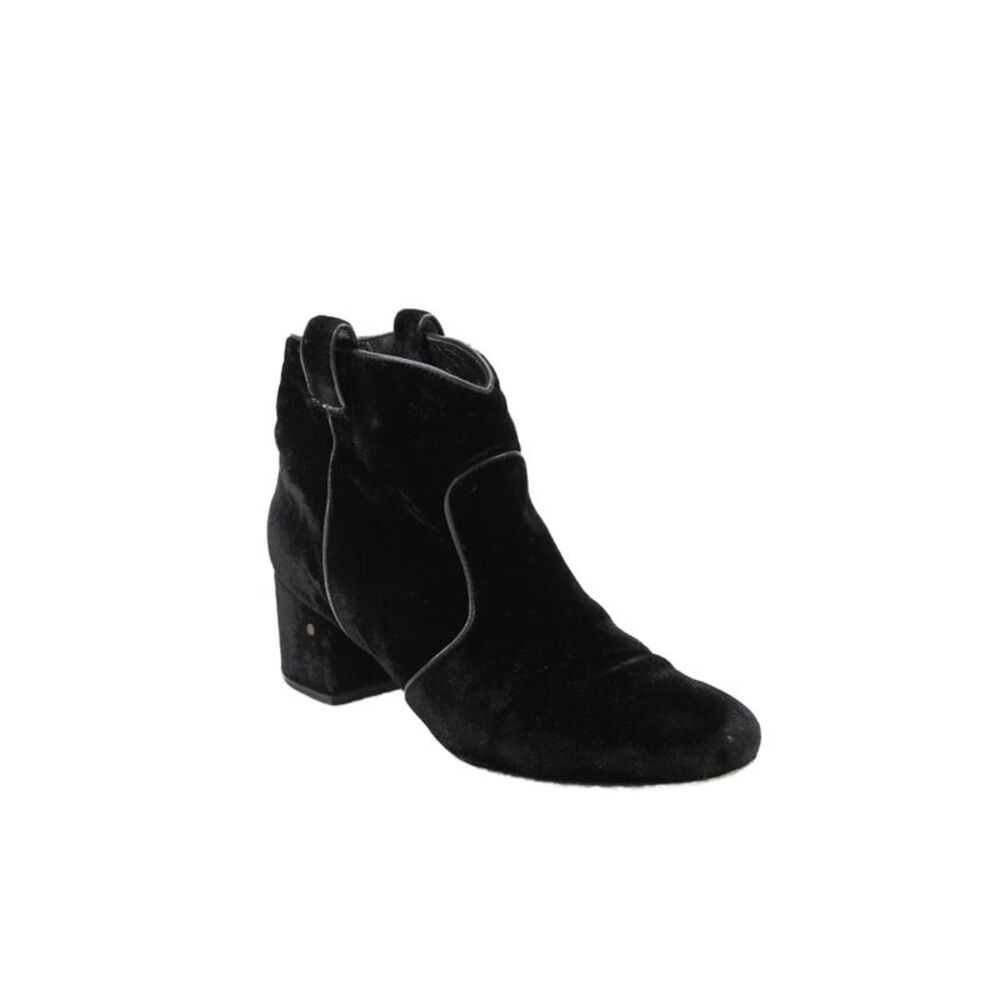 Laurence Dacade Womens Slip On Block Heel Velvet Ankle Booties Black Size 38.5